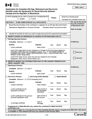 Canadian Old Age and Retirement Benefits Application