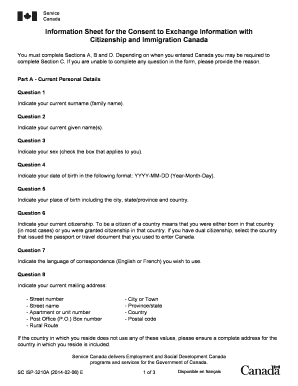 Consent to Exchange Information with Citizenship and Immigration Canada