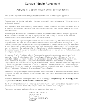 Canada Spain Social Security Agreement Form