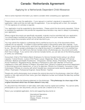 Netherlands Dependent Child Allowance Application