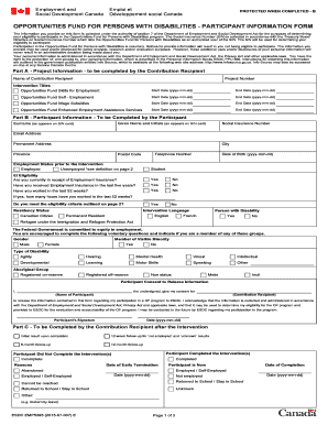 Opportunities Fund for Persons with Disabilities Participant Information Form