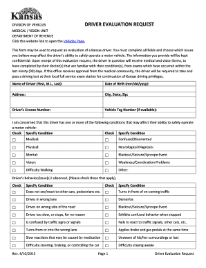 Kansas Driver Evaluation Request Form