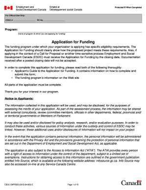 Canada Funding Application Form