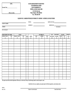 Kansas Liquid Fuel Carrier Petroleum Products Report
