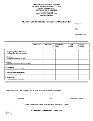 Kansas Motor Fuel Retailers' Informational Return