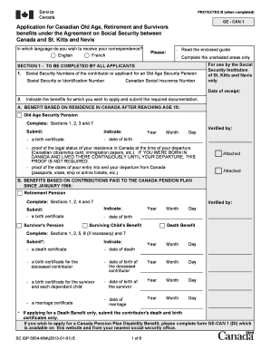 Canadian Old Age and Retirement Benefits Application Form