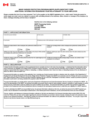 Wage Earner Protection Program Supplementary Form