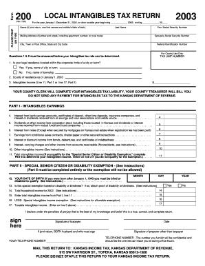 2003 Local Intangibles Tax Return