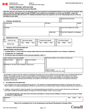 Direct Deposit Application for Unemployment/Employment Benefits
