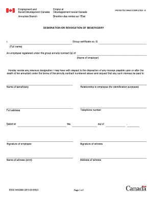 Designation or Revocation of Beneficiary