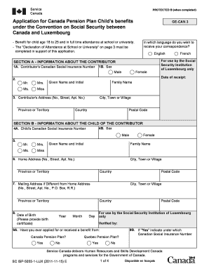 Canada Pension Plan Child's Benefits Application