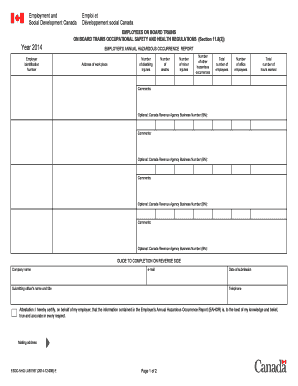 Employer's Annual Hazardous Occurrence Report