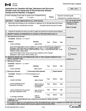 Canadian Old Age, Retirement and Survivors Benefits Application