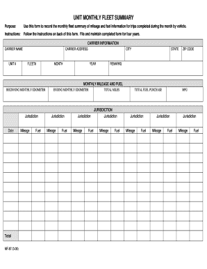 Monthly Fleet Summary Form