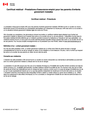 Certificat médical - Prestations d'assurance-emploi pour les parents d'enfants gravement malades