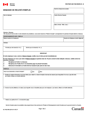 DEMANDE DE RELEVÉ D'EMPLOI