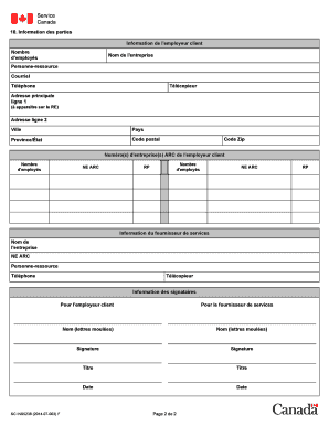 Formulaire de consentement de l'employeur client au RE Web