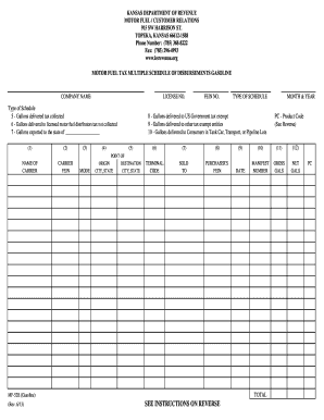 Kansas Motor Fuel Tax Disbursement Schedule