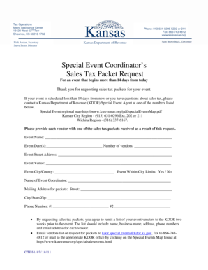 Kansas Special Event Sales Tax Packet Request