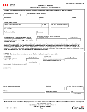 CERTIFICAT MÉDICAL PRESTATIONS DE MALADIE DE L'ASSURANCE-EMPLOI