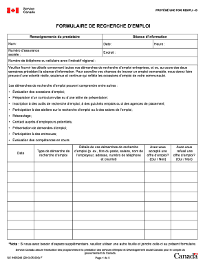 FORMULAIRE DE RECHERCHE D’EMPLOI