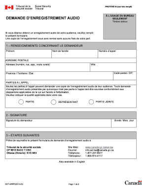 Demande d’enregistrement audio