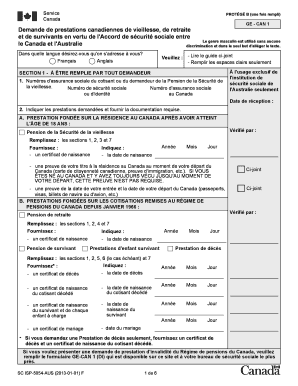 Demande de prestations canadiennes de vieillesse, de retraite et de survivants