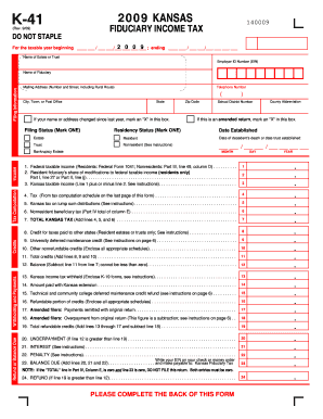 Kansas Fiduciary Income Tax Form K-41