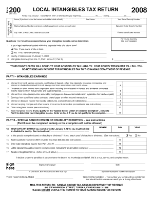 2008 Kansas Local Intangibles Tax Return