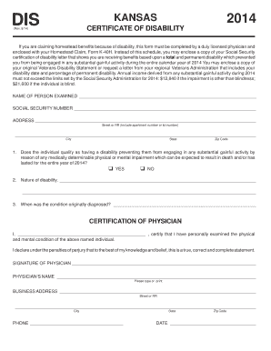 Kansas Certificate of Disability