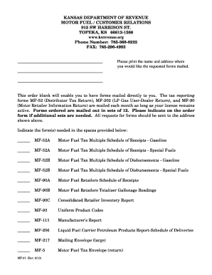 Kansas Motor Fuel Tax Forms Order