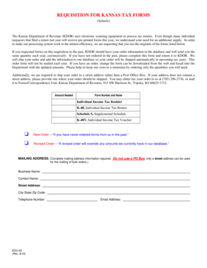 Kansas Tax Forms Requisition