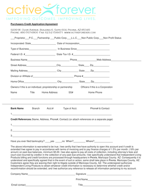 Purchasers Credit Application Agreement