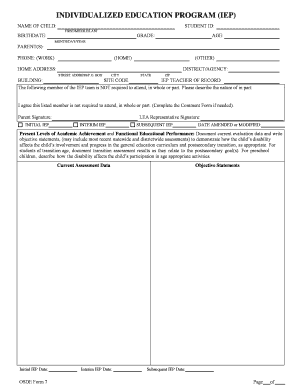 Individualized Education Program (IEP) Form