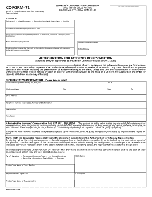 Oklahoma Workers Compensation Attorney Authorization Form