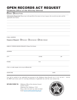 Oklahoma Open Records Act Request Form