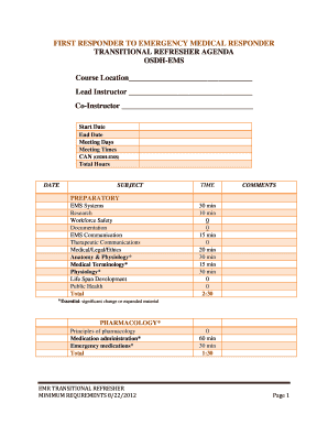 Emergency Medical Responder Transitional Refresher Course