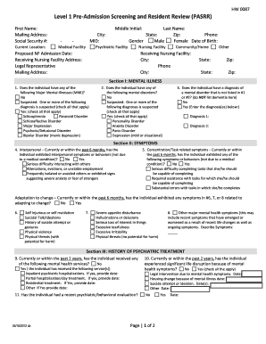 Level 1 Pre-Admission Screening and Resident Review (PASRR)