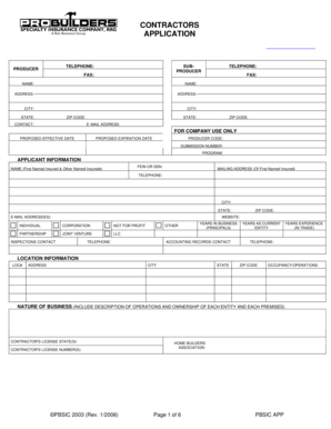 Contractors Application Form