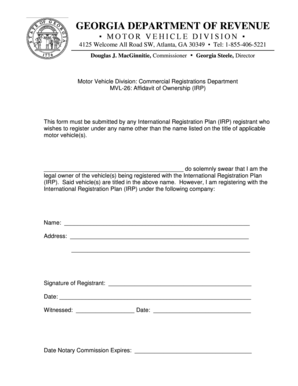 Georgia IRP Affidavit of Ownership