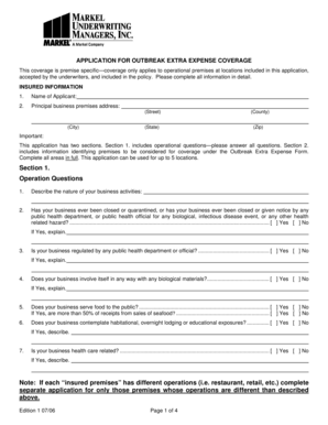 Outbreak Extra Expense Coverage Application