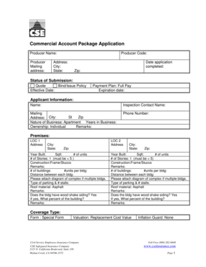 Commercial Account Package Application