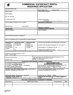 Commercial Watercraft Rental Insurance Application