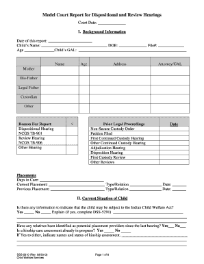 Model Court Report for Dispositional and Review Hearings