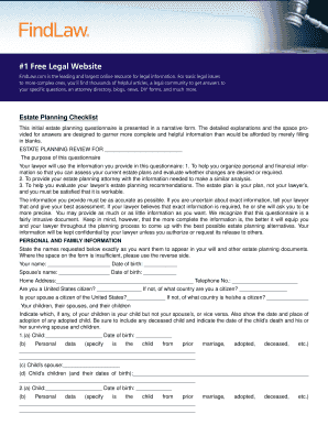 Estate Planning Review Questionnaire