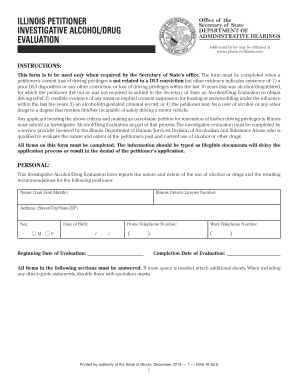 Illinois Investigative Alcohol/Drug Evaluation Form