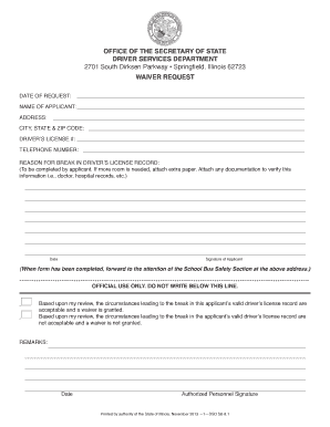 Illinois Driver's License Waiver Request