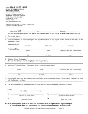Illinois Notice of Resignation of Registered Agent