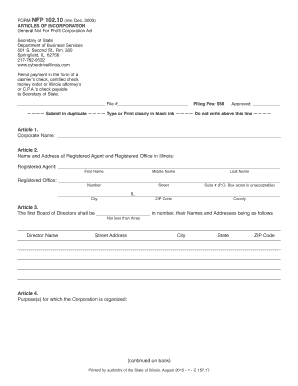 Illinois Articles of Incorporation for Nonprofit