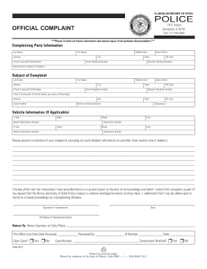 Illinois Police Official Complaint Form